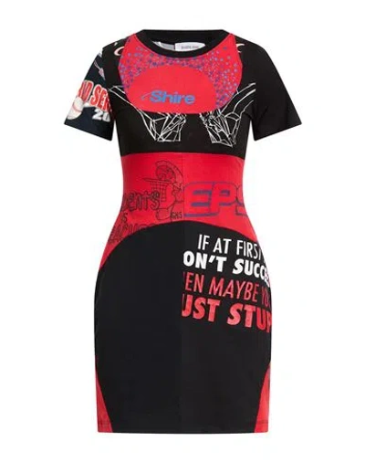 Marine Serre Woman Mini Dress Black Size S Recycled Polyamide, Recycled Elastane