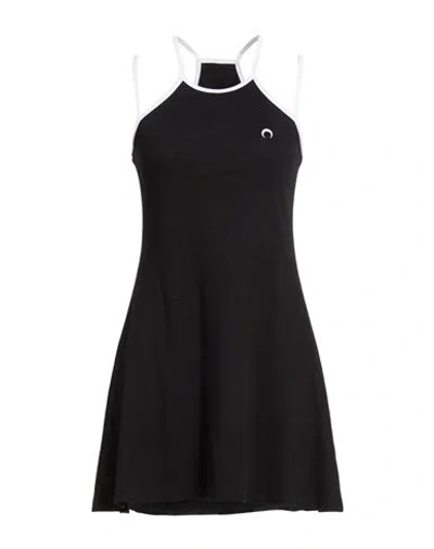 Marine Serre Woman Mini Dress Black Size Xl Cotton, Elastane In Multi