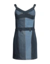 Marine Serre Patchwork Regenerated Stretch Denim Minidress In Blue