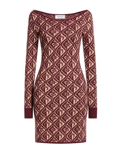 Marine Serre Woman Mini Dress Burgundy Size M Wool, Viscose In Red