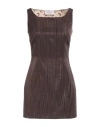 Marine Serre Woman Mini Dress Chocolate Brown Size 6 Recycled Polyester, Polyester, Recycled Polyami In Brown