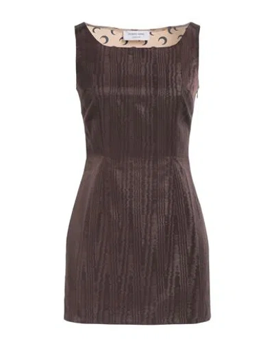 Marine Serre Woman Mini Dress Cocoa Size 6 Recycled Polyester, Polyester, Recycled Polyamide In Brown