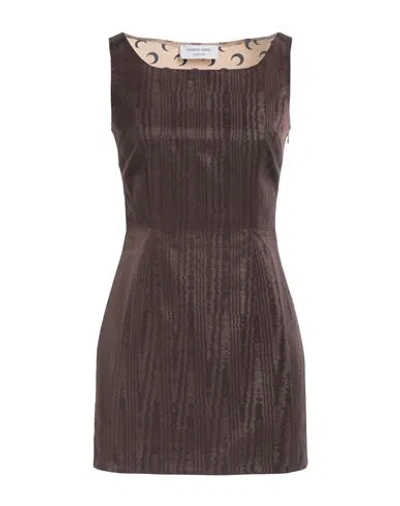 Marine Serre Woman Mini Dress Chocolate Brown Size 6 Recycled Polyester, Polyester, Recycled Polyami