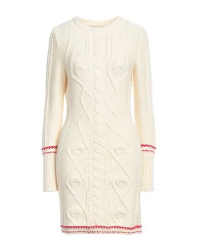 Marine Serre Woman Mini Dress Ivory Size M Wool In Beige