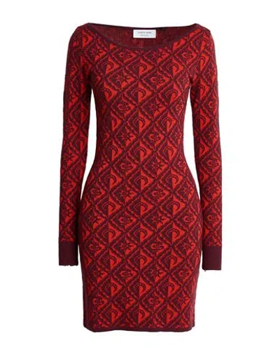 Marine Serre Woman Mini Dress Orange Size S Wool, Viscose In Red