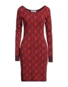Marine Serre White Line Woman Mini Dress Burgundy Size M Wool, Viscose In Red