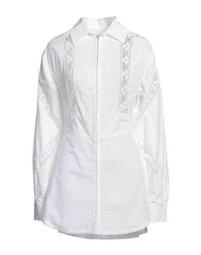 Marine Serre Woman Shirt White Size 8 Cotton, Viscose, Elastane