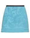 Marine Serre Woman Mini Skirt Azure Size 4 Cotton, Polyester