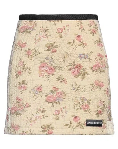 Marine Serre Woman Mini Skirt Beige Size 4 Cotton, Recycled Polyester, Polyester In Neutral