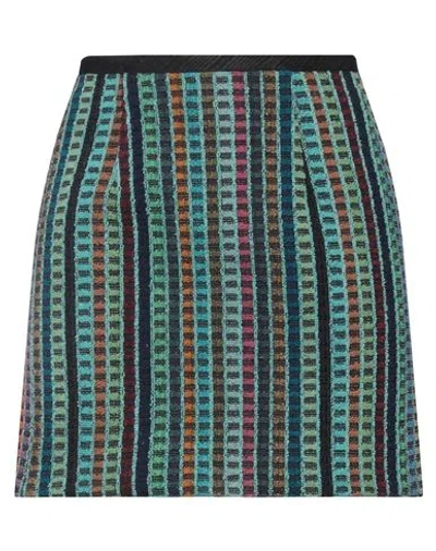 MARINE SERRE MARINE SERRE WOMAN MINI SKIRT TURQUOISE SIZE 6 COTTON, RECYCLED POLYESTER, POLYESTER