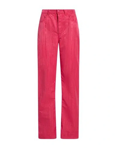 Marine Serre Woman Pants Fuchsia Size 2 Recycled Polyester, Polyester In Pink