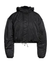Marine Serre Woman Puffer Black Size 6 Recycled Polyester, Polyester, Recycled Viscose, Cupro In Black