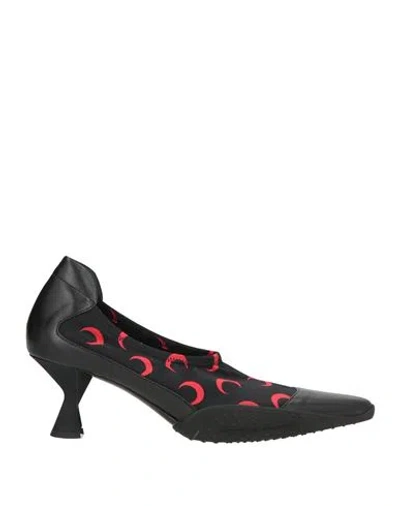Marine Serre Woman Pumps Black Size 9 Leather, Textile Fibers