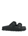 Marine Serre Embossed Leather Ms Ground Logo Embossed Slippers In Black