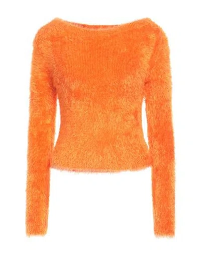 Marine Serre Woman Sweater Orange Size L Polyamide, Viscose, Polyester