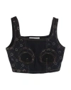 Marine Serre Black Regenerated Denim Bustier Top In Black