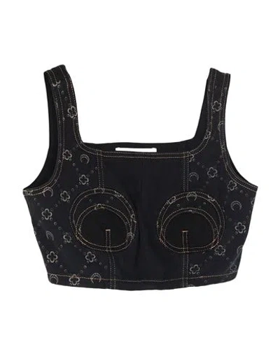 Marine Serre Black Regenerated Denim Bustier Top