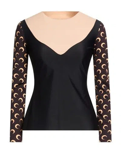 Marine Serre Woman Top Black Size M Recycled Polyacrylic, Elastane
