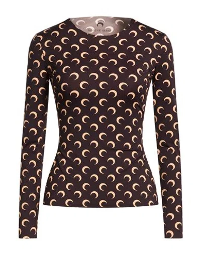 Marine Serre Woman Top Dark Brown Size Xl Recycled Polyamide, Elastane