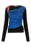 Marine Serre Regenerated Silk Scarves Draped Top In Multicolor