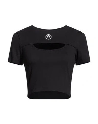 Marine Serre Woman T-shirt Black Size Xs Organic Cotton, Elastane