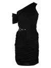 Marine Serre Shelter One-shoulder Draped Jersey Minidress In Black