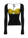Marine Serre Women Black Draped Top With Silk Insert
