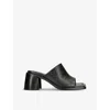 Marine Serre Womens Black Embossed-logo Leather Heeled Mules