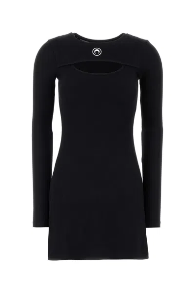 MARINE SERRE MARINE SERRE WOMEN BLACK STRETCH COTTON MINI DRESS