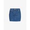 MARINE SERRE MARINE SERRE WOMEN'S BLUE DEADSTOCK MOON-MOTIF DENIM MINI SKIRT