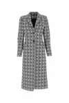 Marine Serre Monogram-pattern Single-breasted Coat In Multicolor