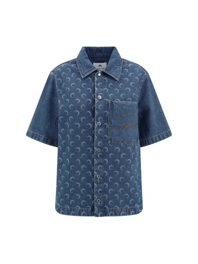 Marine Serre Women Denim Shirt In Blue