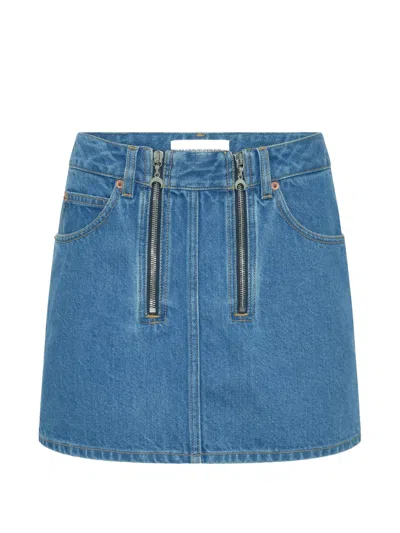Marine Serre Women's Double Zipper Front Pocket Pants With Belt Loops In Blue