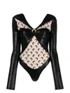 Marine Serre Draped Viscose Bodysuit With Crescent Moon Print Design For Women