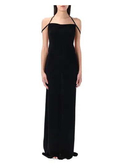 MARINE SERRE WOMEN'S DRAPED JERSEY LONG DRESS