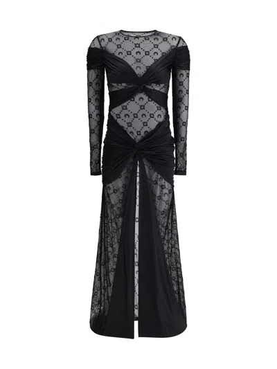 Marine Serre Women Draped Long Dress In Black