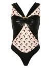 Marine Serre Draped Viscose Bodysuit In Black