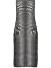 Marine Serre Gray Moon Skin Jacquard Knit Tube Midi Dress In Grey