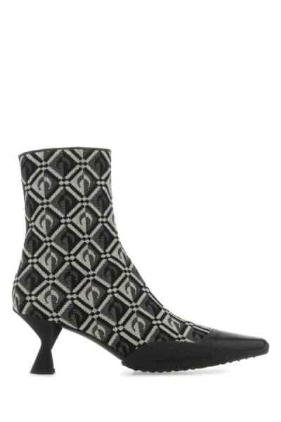 MARINE SERRE MARINE SERRE WOMEN EMBROIDERED COTTON BLEND MOON DIAMANT ANKLE BOOTS