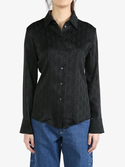 Marine Serre Women Jacquard Viscose Shirt Blouse In Bk99 Black