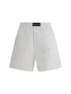Marine Serre Women Linen Shorts In White