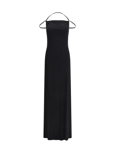 Marine Serre Women Long Dress With Neckline On The Back In Black