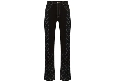 Pre-owned Marine Serre Women's  Regenerated Moon Straightleg Jeans In Black