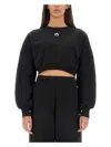 Marine Serre Logo Embroidery Cropped Sweatshirt - Women's - Regenerative Cotton/organic Cotton/recycled Cotton