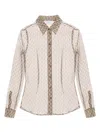 Marine Serre Moon Diamant Silk Crepon Button Up Blouse Clothing In Beige
