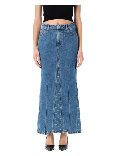 MARINE SERRE WOMEN'S MOON LASER DENIM LONG SKIRT