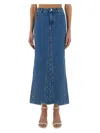 Marine Serre Crescent-moon-print Maxi Skirt In Denim