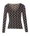 Marine Serre Women Moon Printed Long Sleeves Top In Black