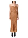Marine Serre Moon Satin Long Slip Dress In Multi