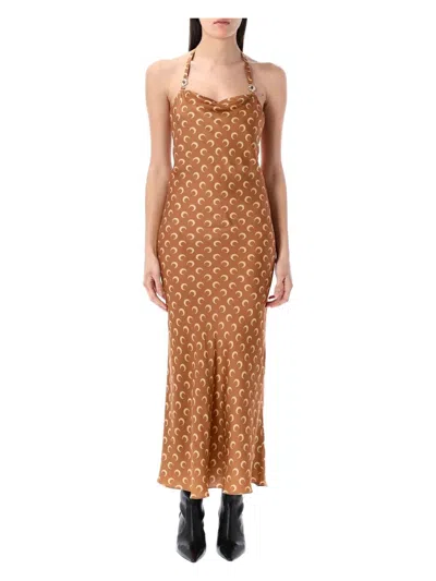 MARINE SERRE WOMEN'S MOON SATIN LONG SLIP DRESS